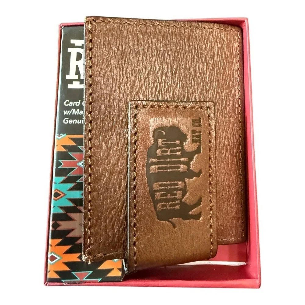 Red Dirt Hat Co. Card Case w/ Magnetic Clip – Genuine Leather
